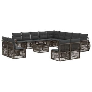 vidaXL Ensemble de canap&eacute; de jardin 14 pcs Gris et Gris fonc&eacute;