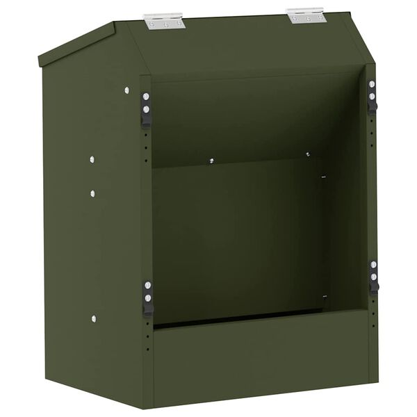 vidaXL Distributeur pour lapins Vert olive 64.5 x 25.5 x 45.5 cm