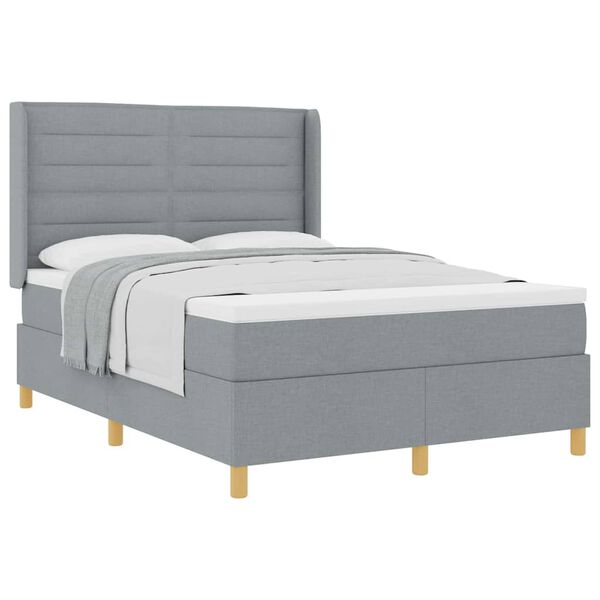 vidaXL Lit &agrave; Ressorts avec matelas Gris clair 140 x 200 cm tissu