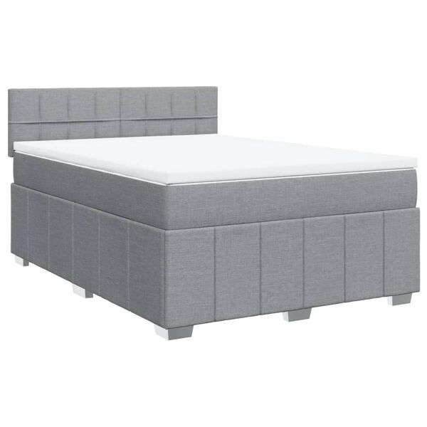 vidaXL Sommier &agrave; lattes de lit avec matelas Gris clair 160x200cm Tissu
