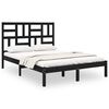 vidaXL Cadre de lit Noir Bois massif 135x190 cm Double
