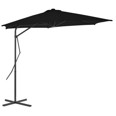 vidaXL Parasol d'extérieur avec mât en acier Noir 300x230 cm