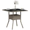 vidaXL Table de jardin avec dessus en verre gris clair résine tressée