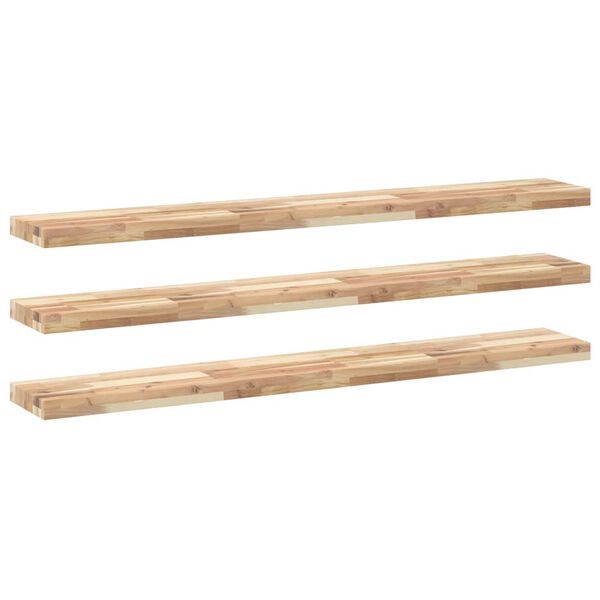 vidaXL &Eacute;tag&egrave;res flottantes 3 pcs 140x20x4 cm acacia massif non trait&eacute;