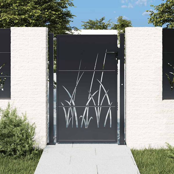 vidaXL Portail de jardin Anthracite 100x150 cm Acier Design Herbe