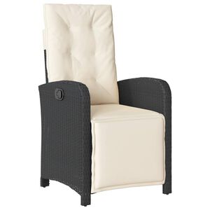 vidaXL Chaise inclinable de jardin et repose-pied noir r&eacute;sine tress&eacute;e