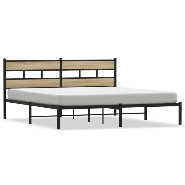 vidaXL Cadre de lit en m&eacute;tal sans matelas ch&ecirc;ne sonoma 193x203 cm