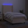 vidaXL Sommier &agrave; lattes de lit matelas et LED Cr&egrave;me 90x200 cm Tissu