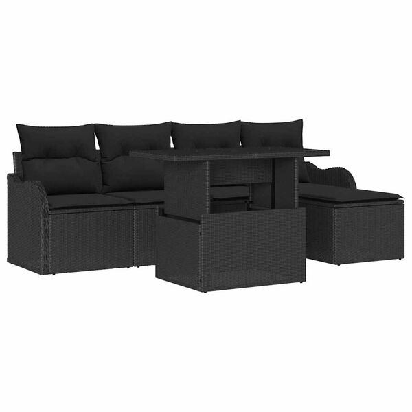 vidaXL Ensemble de canapé de jardin 6 pcs Noir Poly Rattan