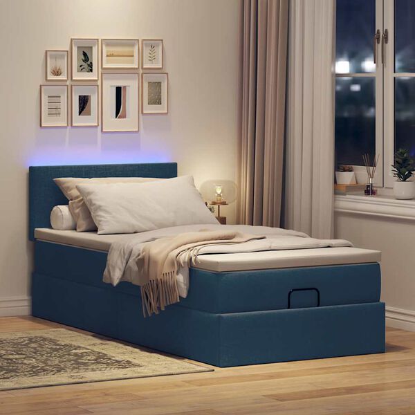 VidaXL Cadre de lit ottoman avec matelas bleu 80x200 cm tissu