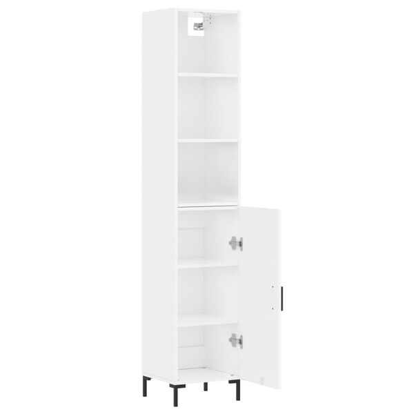 vidaXL Buffet haut Blanc brillant 34,5x34x180 cm Bois d'ing&eacute;nierie