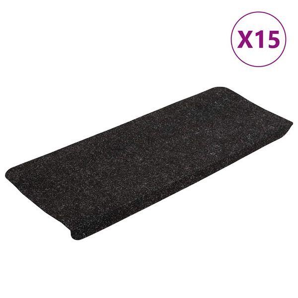 vidaXL Tapis d'escalier auto-adhésifs 15 pcs 65x24,5x3,5 cm Anthracite