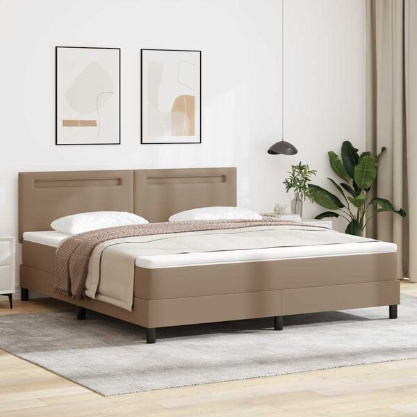 vidaXL Lit &agrave; ressorts avec matelas Cappuccino 180 x 200 cm Simili cuir