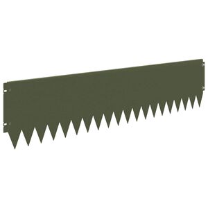 vidaXL Bordure de Pelouse 10 pcs 103 x 25 cm Acier Vert olive