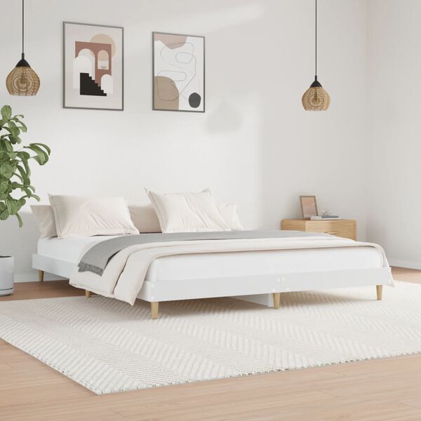 vidaXL Cadre de lit sans matelas blanc 140x200 cm bois d'ingénierie