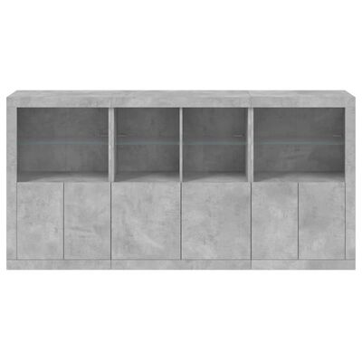 vidaXL Buffet avec lumières LED gris béton 202x37x100 cm