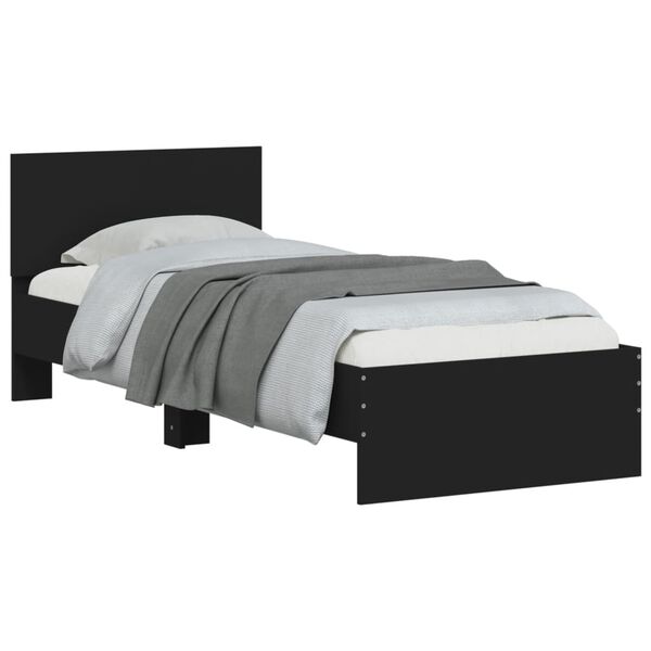vidaXL Cadre de lit sans matelas avec t&ecirc;te de lit noir 90x200 cm