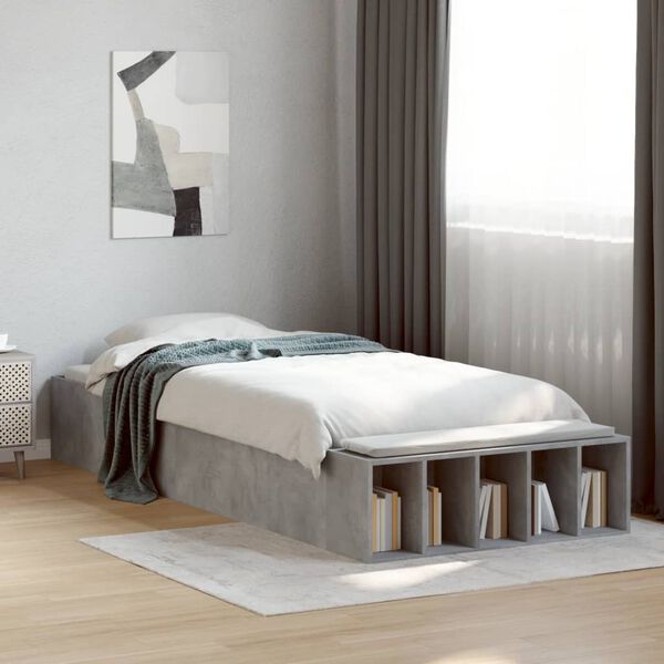 vidaXL Cadre de lit sans matelas gris b&eacute;ton 90x200 cm