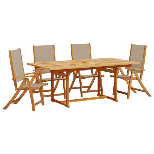 vidaXL Ensemble à manger de jardin 5pcs bois d'acacia solide textilène