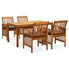 vidaXL Ensemble &agrave; manger de jardin 5 pcs avec coussins Acacia solide