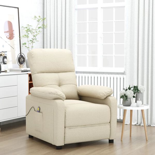 vidaXL Fauteuil de massage Cr&egrave;me Tissu