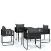 vidaXL Ensemble &agrave; manger de jardin 5 pcs Noir