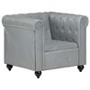 vidaXL Fauteuil Chesterfield Gris Cuir v&eacute;ritable