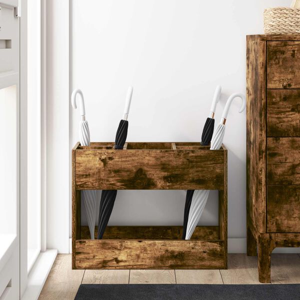 vidaXL Porte-parapluie Ch&ecirc;ne fum&eacute; 65 x 24 x 50 cm Bois d'ing&eacute;nierie