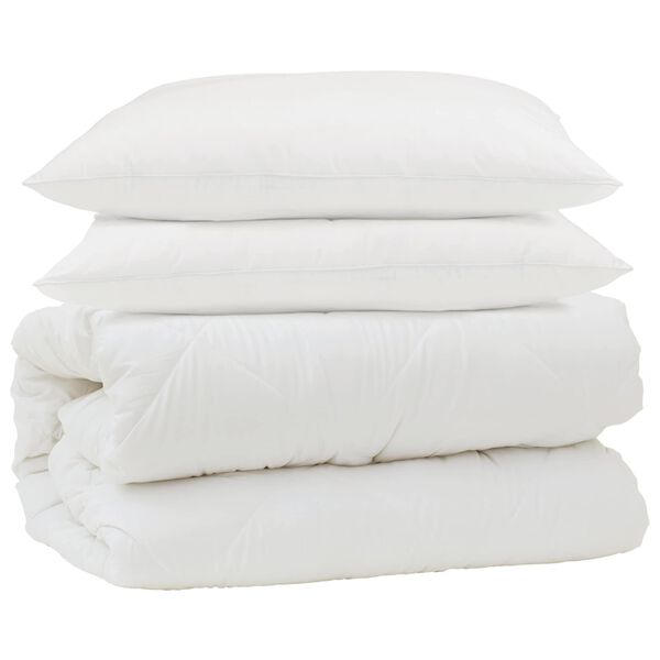 vidaXL Ensemble de Duvet 3 pcs Blanc Microfibre et Plumes D'oie