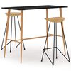 vidaXL Ensemble de bar 3 pcs Noir