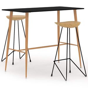 vidaXL Ensemble de bar 3 pcs Noir