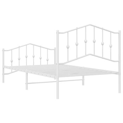 vidaXL Cadre de lit métal avec tête de lit/pied de lit blanc 100x190cm