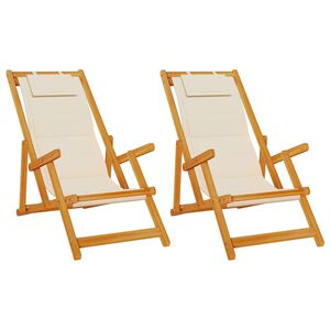 vidaXL Chaise de plage 2 pc Marron Bois d'Acacia Massif