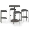 vidaXL Ensemble de bar de jardin 5 pcs et coussins R&eacute;sine tress&eacute;e Gris