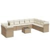 vidaXL Salon de jardin 11 pcs avec coussins beige r&eacute;sine tress&eacute;e