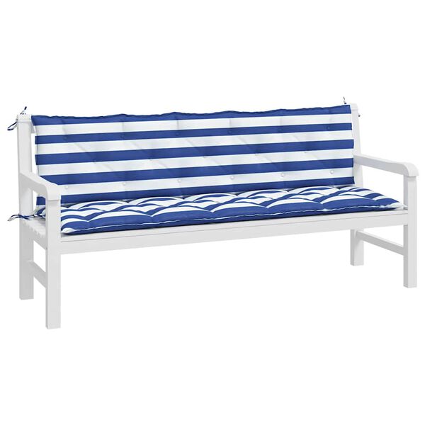 vidaXL Coussins de banc de jardin lot de 2 rayures bleues/blanches
