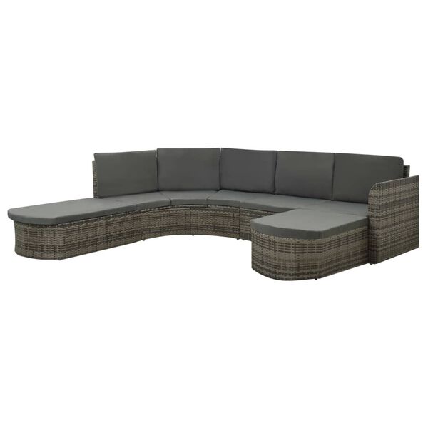 vidaXL Salon de jardin 4 pcs avec coussins r&eacute;sine tress&eacute;e gris