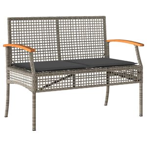 vidaXL Banc de jardin avec coussin gris r&eacute;sine tress&eacute;e et acacia
