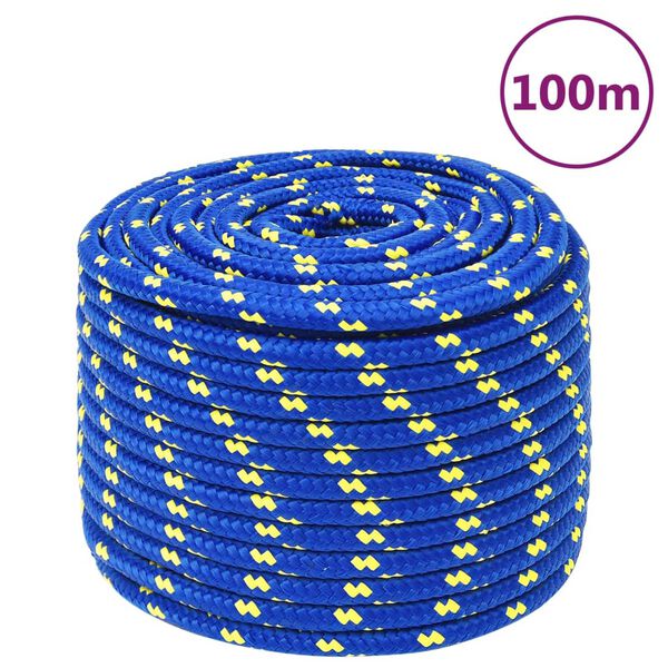 vidaXL Corde de bateau Bleu 14 mm 100 m Polypropyl&egrave;ne