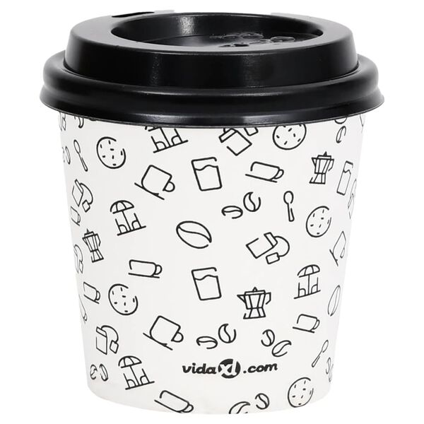 vidaXL Tasses &agrave; caf&eacute; en papier et couvercles 120 ml 1000pcs Blanc/noir