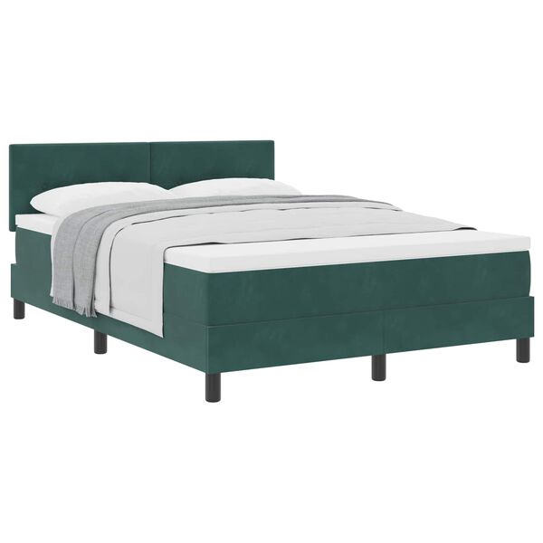 vidaXL Lit &agrave; ressorts avec matelas Vert fonc&eacute; 140 x 190 cm Velours