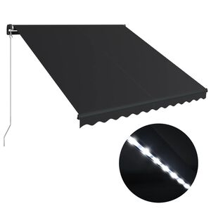 vidaXL Auvent manuel r&eacute;tractable avec LED 300x250 cm Anthracite