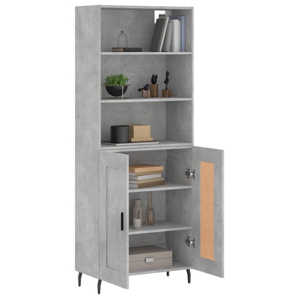 vidaXL Buffet haut Gris b&eacute;ton 69,5x34x180 cm Bois d'ing&eacute;nierie