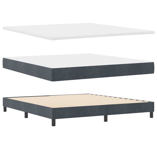 vidaXL Lit &agrave; ressorts avec matelas Gris fonc&eacute; 180 x 200 cm Velours
