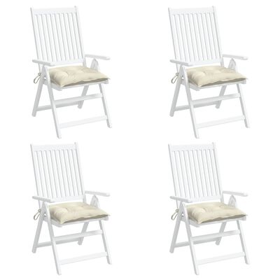 vidaXL Coussins de chaise lot de 4 blanc crème 40x40x7 cm tissu oxford