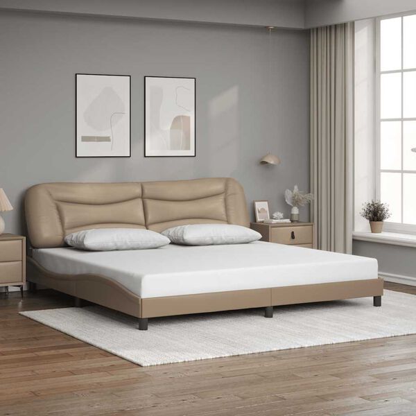 vidaXL Cadre de lit sans matelas Hvar cappuccino 200x200 cm similicuir