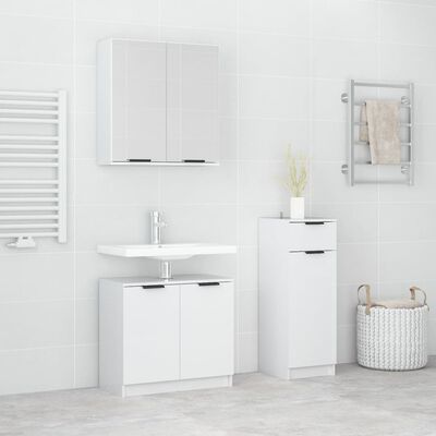 vidaXL Ensemble d'armoires de salle de bain 3 pcs blanc brillant