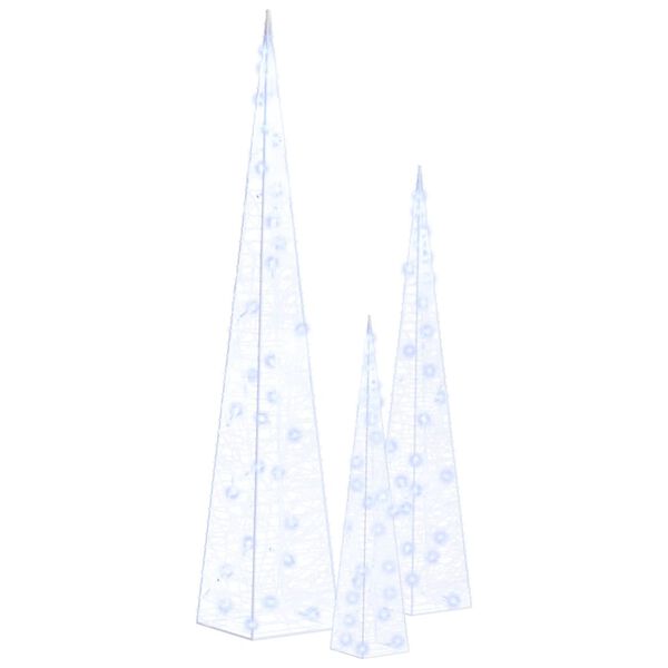 vidaXL Jeu de c&ocirc;nes lumineux &agrave; LED Acrylique Bleu 30/45/60 cm