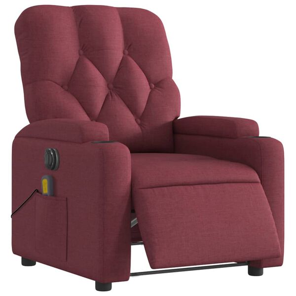 vidaXL Fauteuil de massage inclinable &eacute;lectrique Rouge bordeaux Tissu