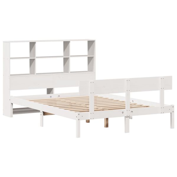 vidaXL Lit bibliothèque sans matelas blanc 120x200 cm bois pin massif